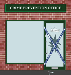Police cordon at the crime prevention office break in