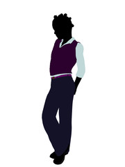 African American Teenager Illustration Silhouette