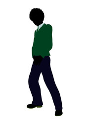 African American Teenager Illustration Silhouette