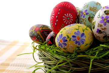 Easter egg in wicker basket