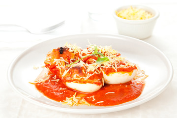 stuffed eggs with tomato cheese