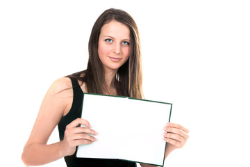 Girl show opened book