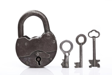 Old padlock and keys