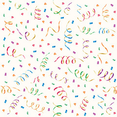 Party streamers and multicolored confetti