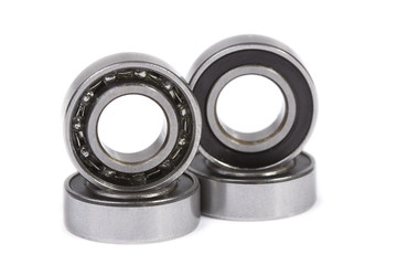 Small ball bearings macro shot over white