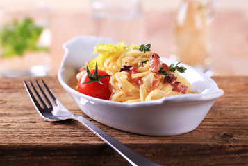 Spaghetti with bacon