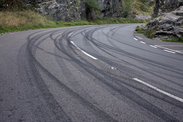 Skid marks left by bored teenage drivers