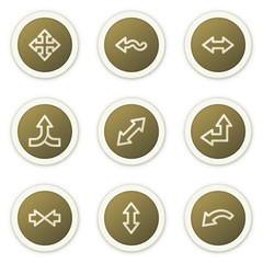 Arrows web icons set 2, brown circle buttons series