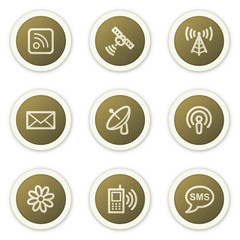 Internet communication web icons,  brown circle buttons series