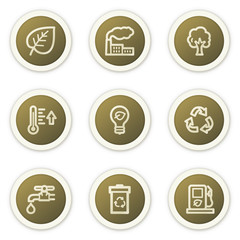 Ecology web icons set 1,  brown circle buttons series