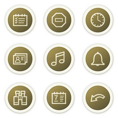 Organizer web icons, brown circle buttons series