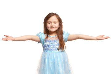 Fototapeta premium little girl welcome gesture