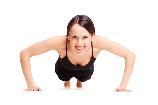Smiley Woman Doing Press Up