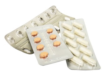 Various drugs isolated on white background