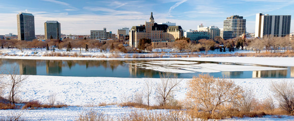 Fototapeta na wymiar City of Saskatoon Winter Panoramic