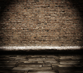 room with brick wall