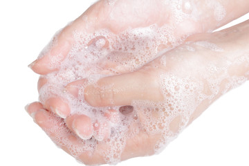 hands in the foam