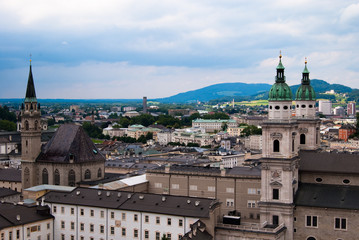 Panoramic view of Salzburg and Alps, Austria