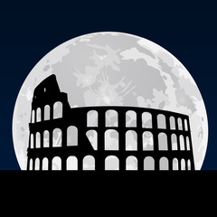 coliseum silhouette at night vector