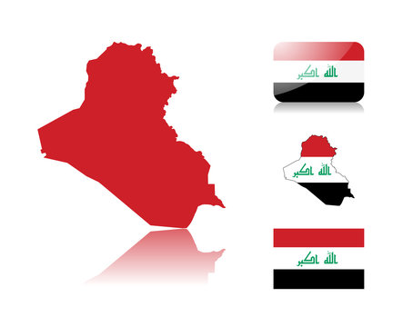 Iraqi map and flags