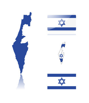 Israeli map and flags