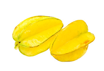 Two carambolas isolated on white