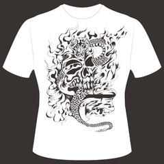 T-Shirt Print Skull und Schlange