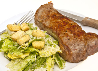 Strip Steak and Caesar Salad