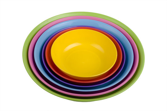 Colored plastic bowls