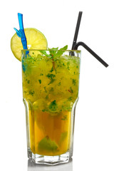 mojito cocktail isolated on white background