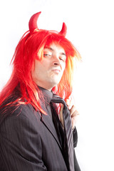 Businessman with red hair. Costume.