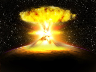 explosion champignon atomique dans l'espace