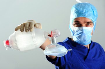 doctor with anesthesia-bag