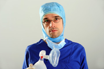doctor with anesthesia-bag