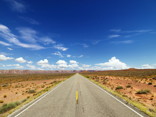 Two Lane Highway Through Desert