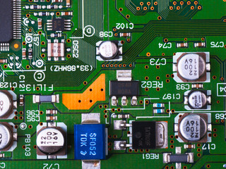 Closeup of electronic circuit board