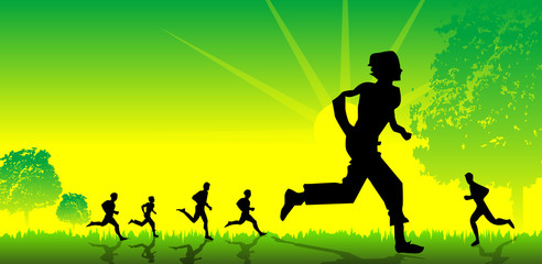 Healthy Green background with running
