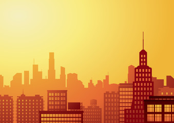 big city at sunset