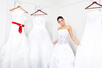 girl choosing a wedding dress