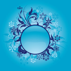 elegant winter floral frame with snowflakes