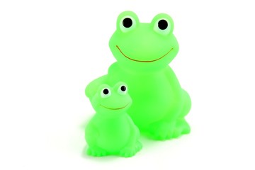 Mother and baby toy frogs