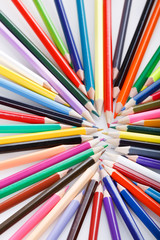 Color pencils on white background.