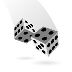 vector dices casted on blank surface