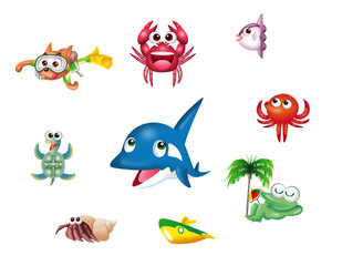 海の生物のキャラクター001
