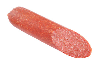 Fresh salami isolated on white background