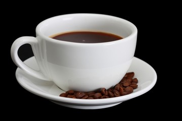 Coffee cup with coffee beans