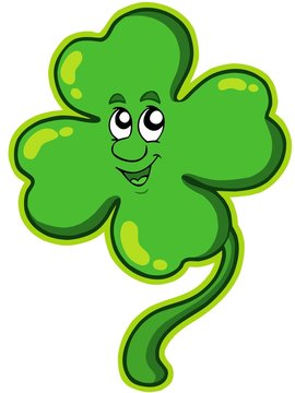 smiling green four-leaf clover cartoon clip art preview