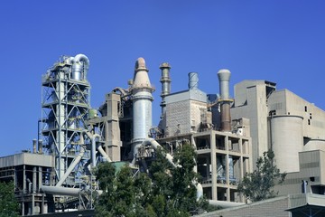 Cement factory view in a blue sunny day