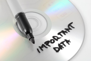 Important data disk concept isolated on white background.