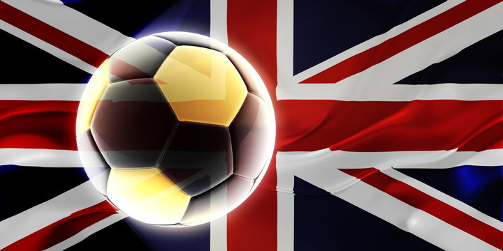 Flag of United Kingdom wavy soccer